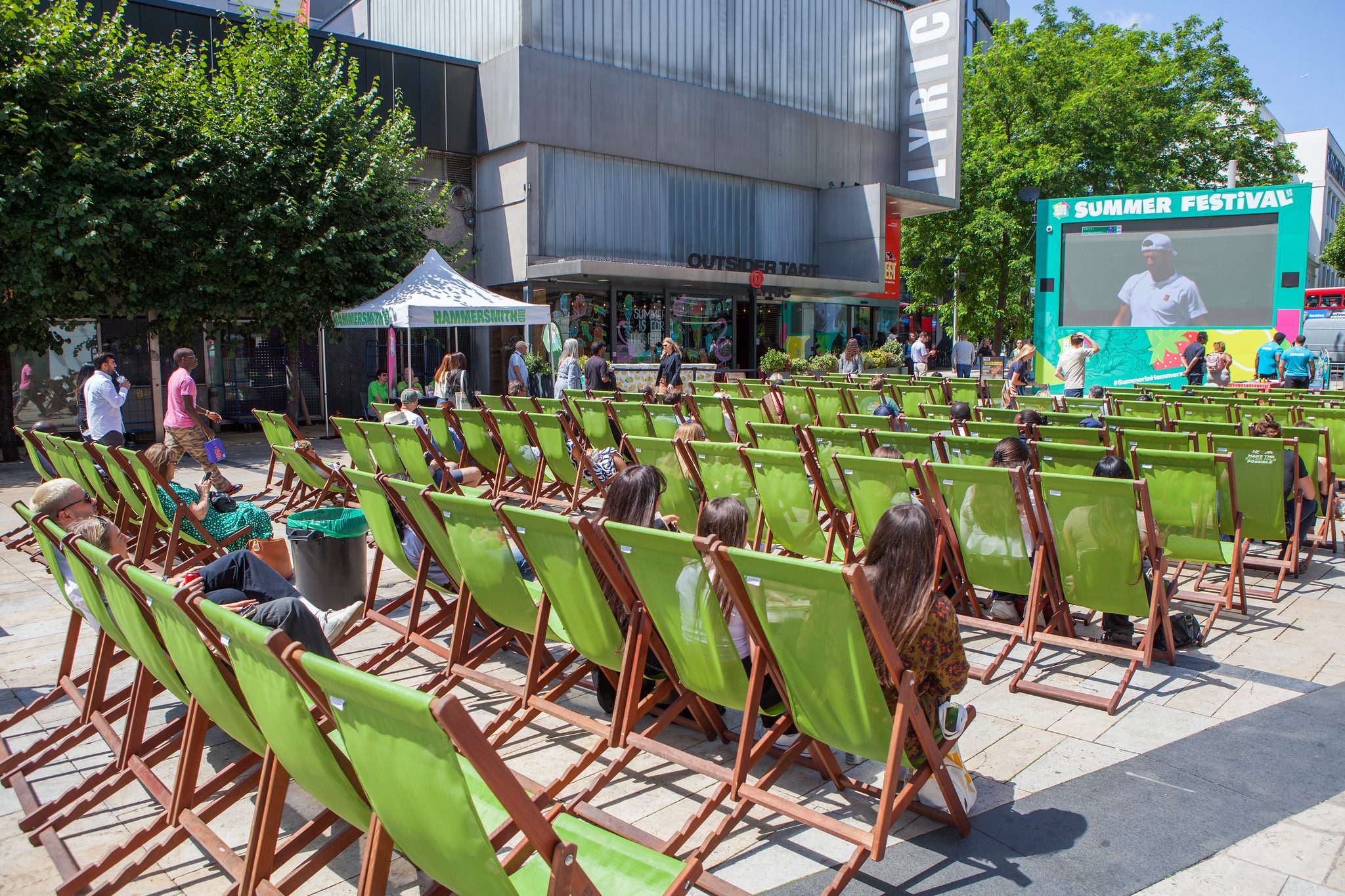 Deckchairs in Hammersmith's Lyric Square