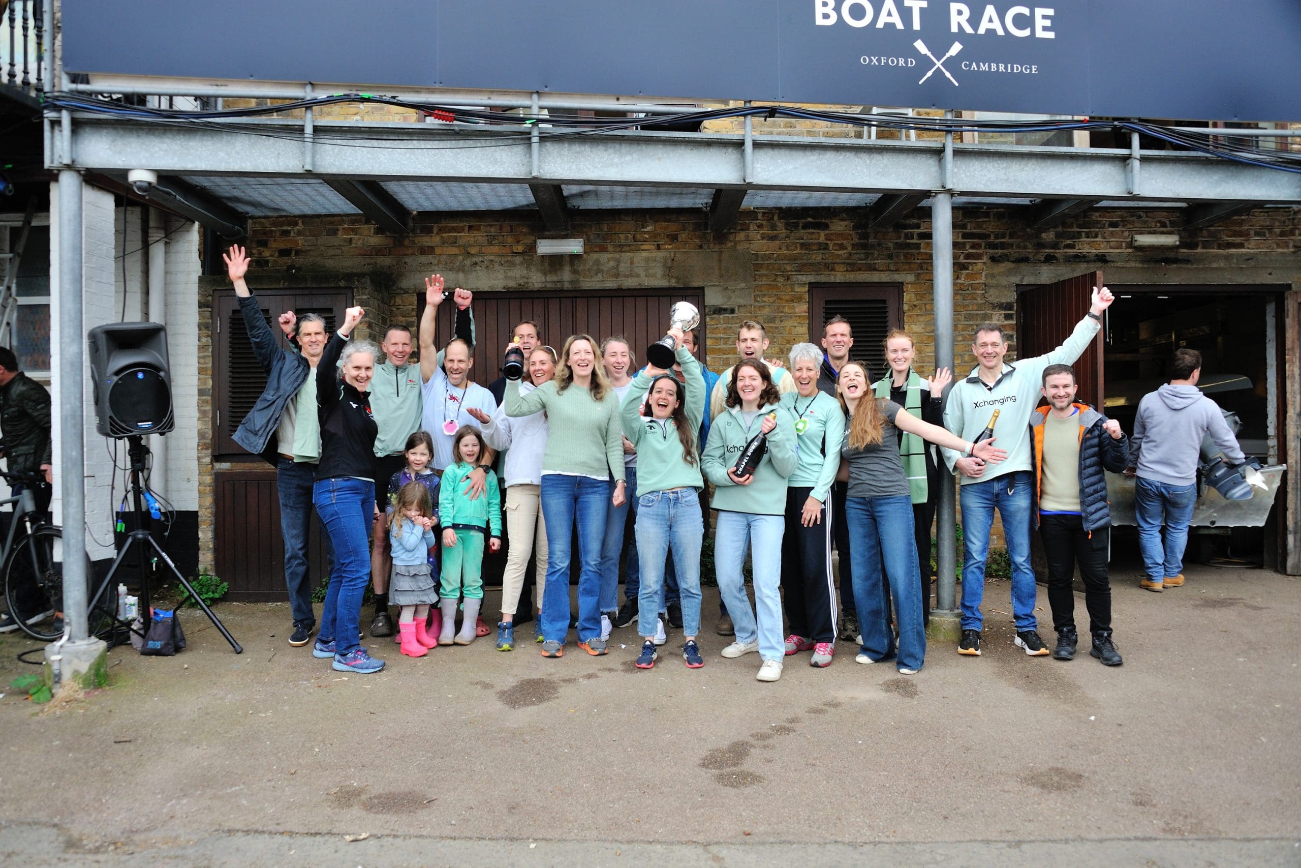 Cambridge veteran rowers celebrating