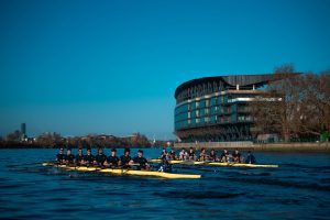 Crews racing past Fulham Pier