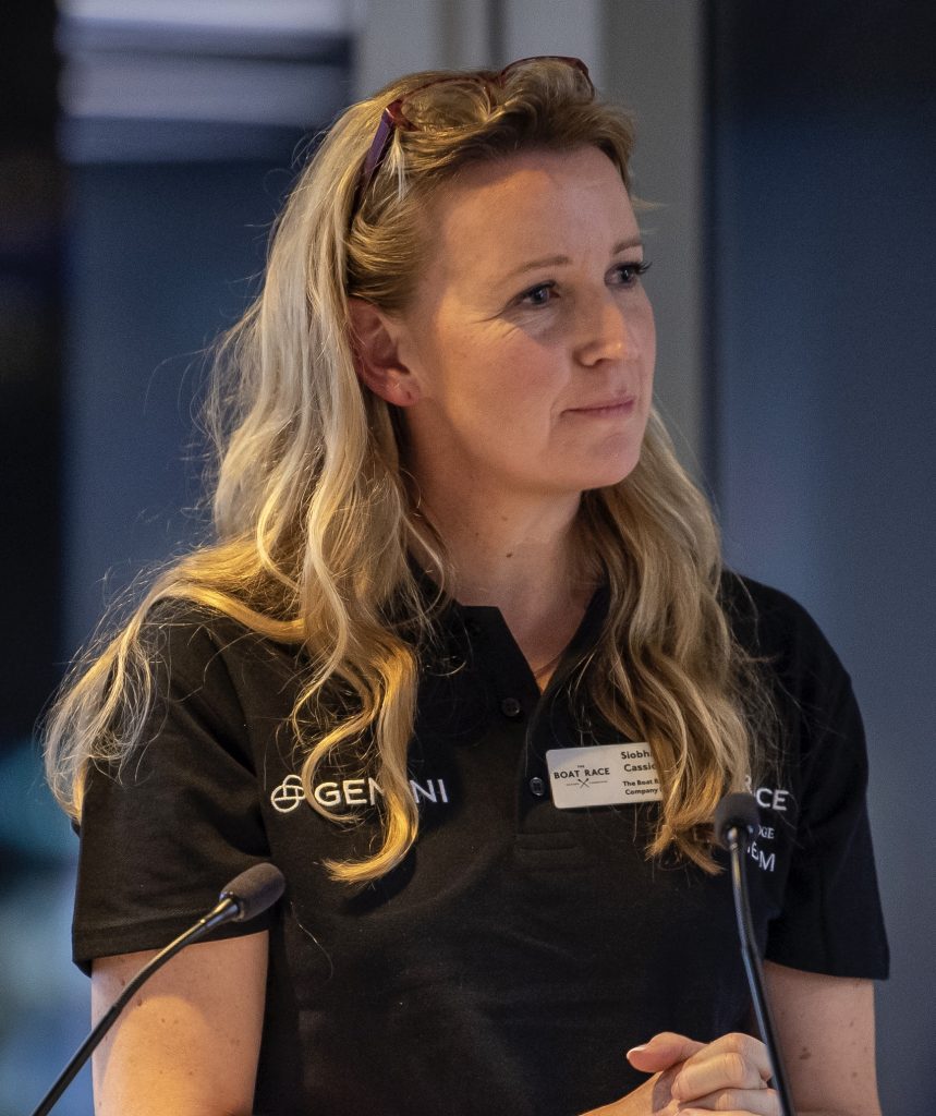 The chair of The Gemini Boat Race Siobhan Cassidy
