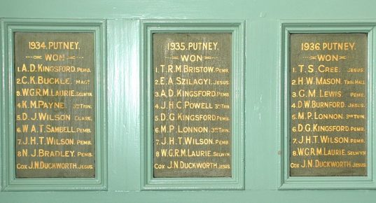 CUBC Honours Boards from 1934-36