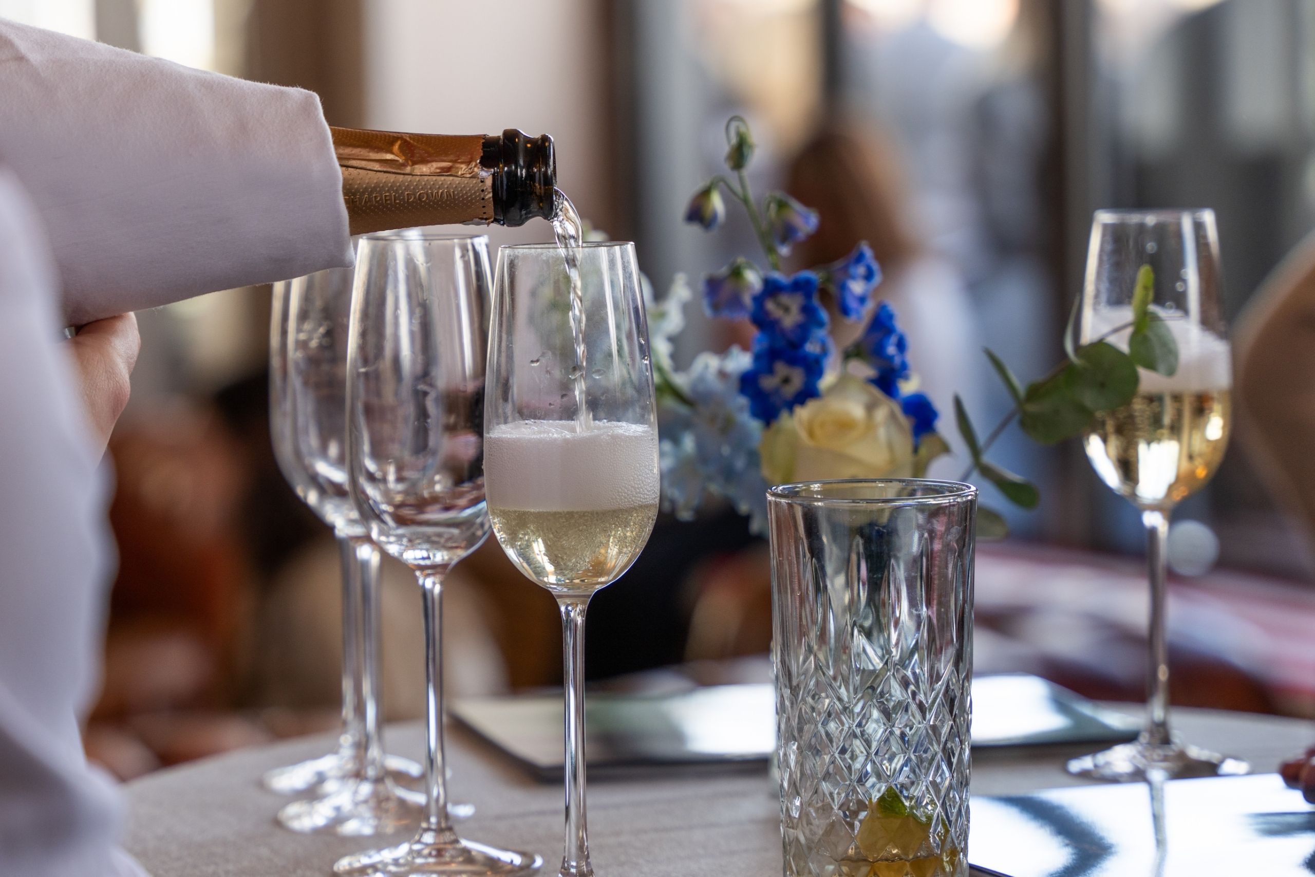Sparking wine being poured